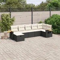 Set Divani da Giardino con Cuscini 7pz Nero Polyrattancod mxl 89768