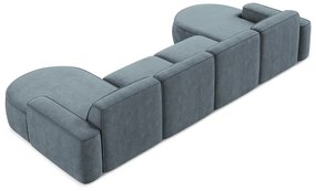 Divano angolare blu polveroso (a U) con rivestimento in ciniglia Omao – Makamii