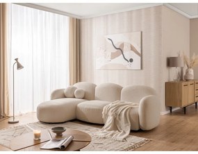 Divano angolare marrone chiaro (con penisola a sinistra/con chaise lounge) con rivestimento in bouclé Orbit – Ropez