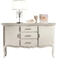 Credenza 2 porte 3 cassetti legno shabby bianco 150x45x96 - Mobili 2G