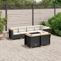 Set Divani da Giardino con Cuscini 7pz Nero Polyrattan 3261881