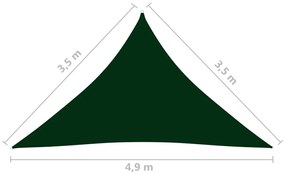 Parasole a Vela Oxford Triangolare 3,5x3,5x4,9 m Verde Scuro
