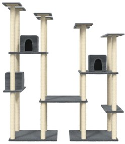 Albero per gatti con tiragraffi in sisal grigio scuro 174 cm