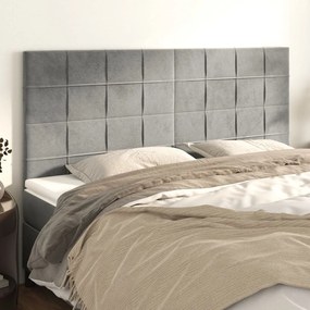 Testiera 4 Pz Grigio Chiaro 90x5x78/88 Cm İn Velluto /