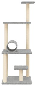 Albero per gatti con tiragraffi in sisal grigio chiaro 136 cm