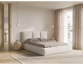 Letto matrimoniale imbottito beige con contenitore con griglia 200x200 cm Brody - Mazzini Beds