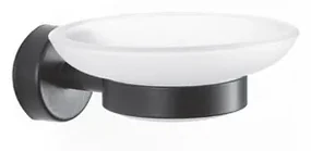 Kamalu - Portasapone in acciaio inox nero opaco e vetro installazione a muro | Monde-N