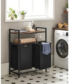 Cesto porta biancheria REX marrone/nero