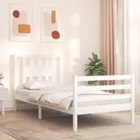 Giroletto con Testiera Bianco 90x200 cm in Legno Massello 3194557