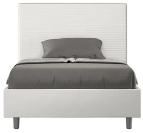 Letto senza rete imbottito 120x190 similpelle bianco Focus