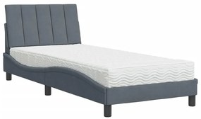 Letto con materasso grigio scuro 80x200 cm in velluto