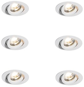 Set di 6 Faretti da Incasso Moderni Bianchi 8,2 cm Incl. LED IP54 Ultra Sottili - Pupil