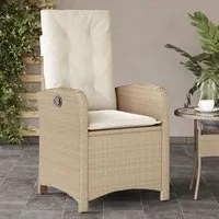 Sedia Reclinabile da Giardino con Cuscini Beige in Polyrattancod mxl 115093