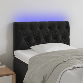 Testiera A Led Nera 80x7x78/88 Cm İn Velluto /