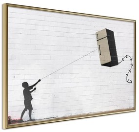 Poster  Banksy: Fridge Kite  Cornice Quadri Cornice d'oro, Larghezza x Altezza Home decor 30x20