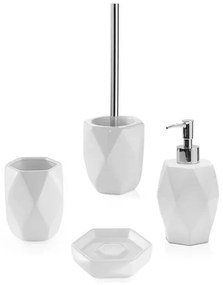 Set bagno da appoggio 4 pezzi in bianco in ceramica Dalia