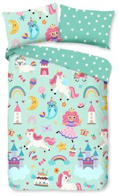 Set copripiumino e federa da bambini color menta in cotone per culla 100x135 cm Fantastic – Good Morning