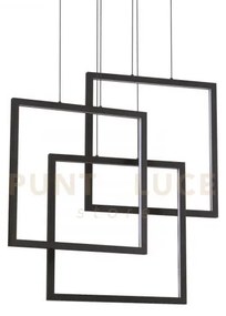Frame lampadarioa  sospensione 3 quadrati led 3000k 80w  9150 lm nero