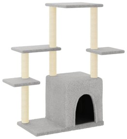 Albero per gatti con tiragraffi in sisal grigio chiaro 97,5 cm
