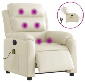 Poltrona massaggiante elettrica reclinabile crema similpelle