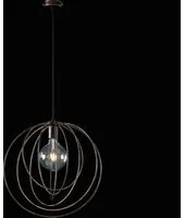 Sospensione Minimal 1 Luce Cerchi Ferro Laccato Nero e Rame Serie Round