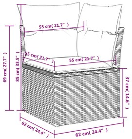 Set Divano da Giardino 6 pz con Cuscini Nero in Polyrattan