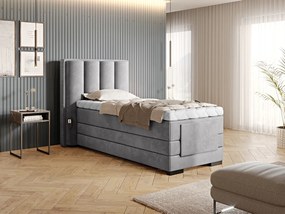 Letto motorizzato singolo boxspring Belize - Tessuto grigio chiaro