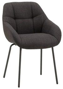 Set di poltroncine SMICHOV in tessuto grigio scuro e gambe in metallo nero, con braccioli
