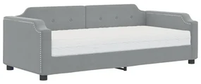 Divano letto con materasso grigio chiaro 90x190 cm in tessuto