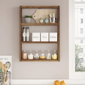 Mensola A Parete Cubo 43x9x60H 3 Ripiani Effetto Rovere Marrone