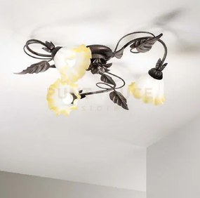 Plafoniera tristano marrone 3 luci attacco e14 d.68x20cm in metallo...