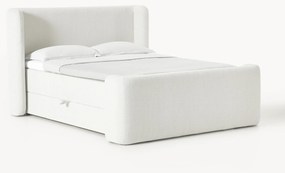 Letto boxsrping in bouclé con contenitore Perla