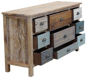 COLORWOOD - cassettiera nove cassetti in legno colorato da 130 cm