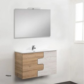 Mobile Bagno "Rush 80" Sospeso Da 80 Cm Con Due Ante Colore Sanremo/Pino Bianco