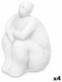 Statua Decorativa Bianco Dolomite 18 x 30 x 19 cm (4 Unità) Donna Seduto