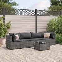 Set Divani da Giardino 5 pz con Cuscini in Polyrattan Grigio 3308010