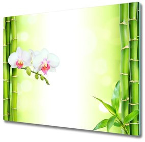 Tagliere in vetro temperato Orchidea e bambù 60x52 cm