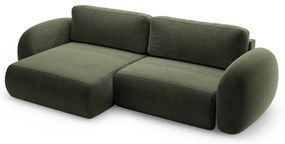 Divano angolare verde allungabile/con contenitore con rivestimento in ciniglia Tonale – Cosmopolitan Design