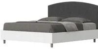 Letto Matrimoniale 160x190 cm struttura bianco frassino testata Ant - Contenitore,Microfibra,Grigio