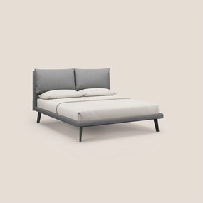 Astrid letto imbottito con piedi in legno in microfibra smacchiabile T11 grigio