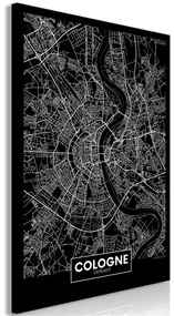 Quadro Dark Map of Cologne (1 Part) Vertical  Colore bianco e nero, Dimensioni e Misure 40x60