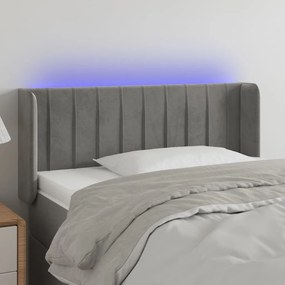 Testiera Grigio Chiaro A Led 93x16x78/88 Cm İn Velluto /