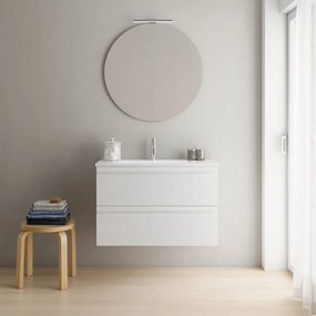 Mobile sottolavabo e lavabo Pull per vasca centrale bianco opaco in mdf L 80 x H 56 x P 46 cm 2 cassetti