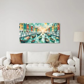Quadro su tela – Canale veneziano pieno di vita e colori