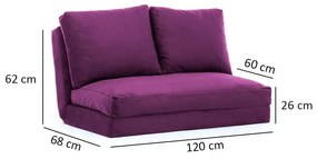 Divano letto viola 120 cm Taida - Balcab Home