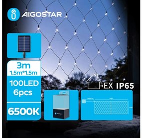 Aigostar - Catena natalizia solare a LED 100xLED/8 funzioni 4,5x1,5m IP65 bianco freddo