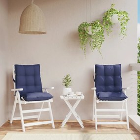 Cuscini Sedia Schienale Basso 2 Pz Blu Marino İn Tessuto Oxford /