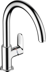 Rubinetto da cucina fisso a collo di cigno Vernis Blend argento cromato lucido HANSGROHE