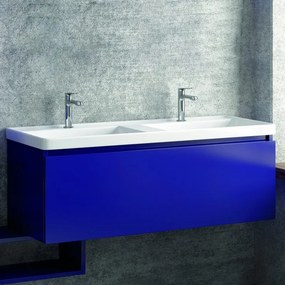 Composizione bagno sospesa 120cm mobile lavabo doppio colonna specchio e pensile - KAMALU