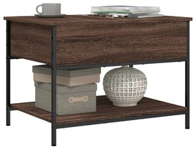 Tavolino salotto rovere marrone 70x50x50cm multistrato metallo